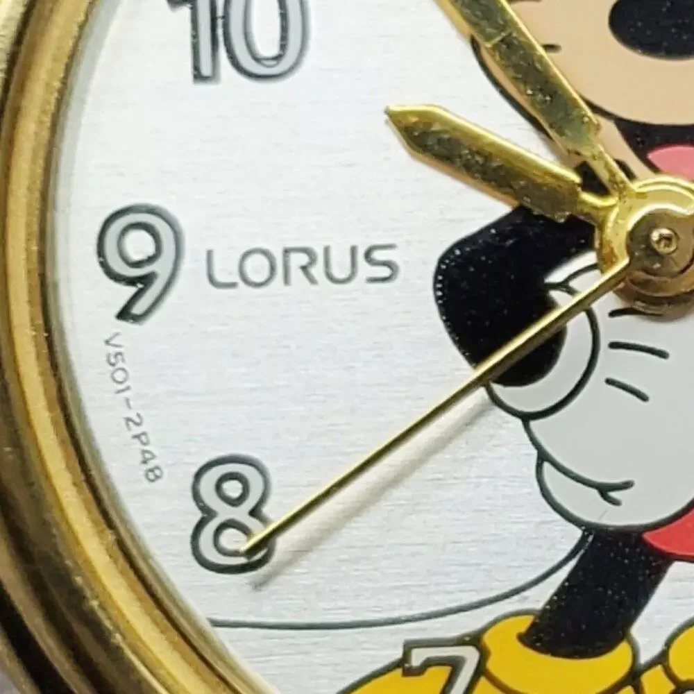 Disney X Lorus Mickey Mouse Gold Watch Vintage Brown Leather